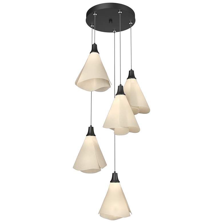 Image 1 Mobius 17.3 inch Wide 5-Light Black Pendant With Spun Frost Shade