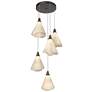Mobius 17.3" Wide 5-Light Bronze Pendant With Spun Frost Shade