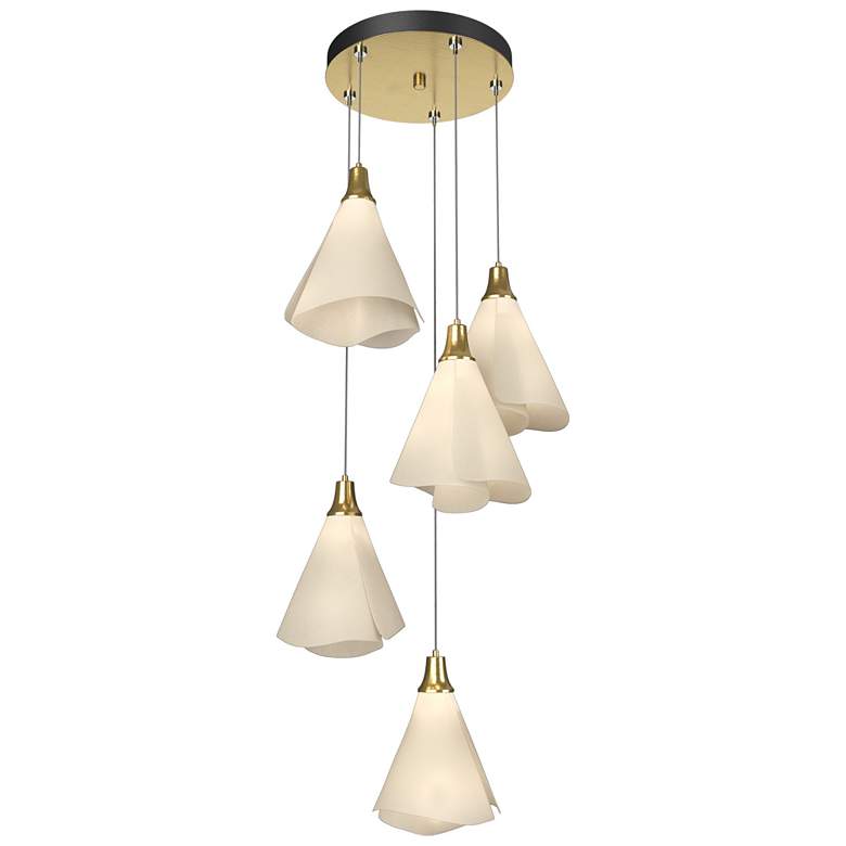 Image 1 Mobius 17.3 inch Wide 5-Light Modern Brass Pendant With Spun Frost Shade