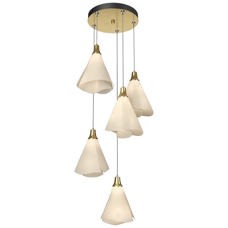 Image 1 Mobius 17.3" Wide 5-Light Modern Brass Pendant With Spun Frost Shade