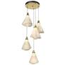 Mobius 17.3" Wide 5-Light Modern Brass Standard Pendant w/ Spun Frost