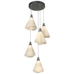 Mobius 17.3&quot; Wide 5-Light Natural Iron Pendant With Spun Frost Shade