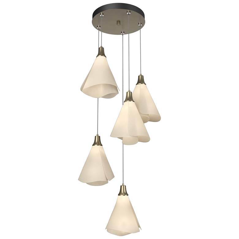 Image 1 Mobius 17.3" Wide 5-Light Soft Gold Pendant With Spun Frost Shade