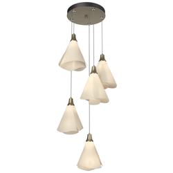 Mobius 17.3&quot; Wide 5-Light Soft Gold Pendant With Spun Frost Shade