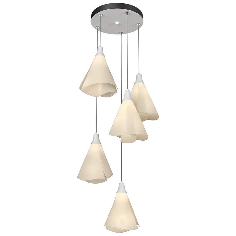 Image 1 Mobius 17.3" Wide 5-Light White Pendant With Spun Frost Shade