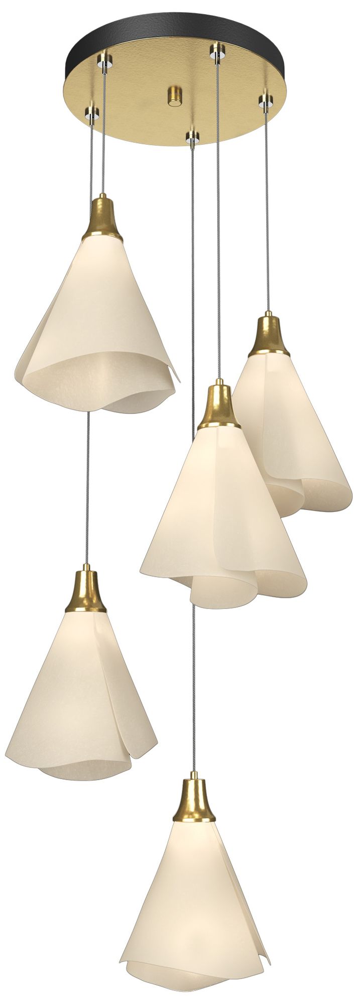 Mobius 17.3"W 5-Light Modern Brass Pendant With Spun Frost Made to Order