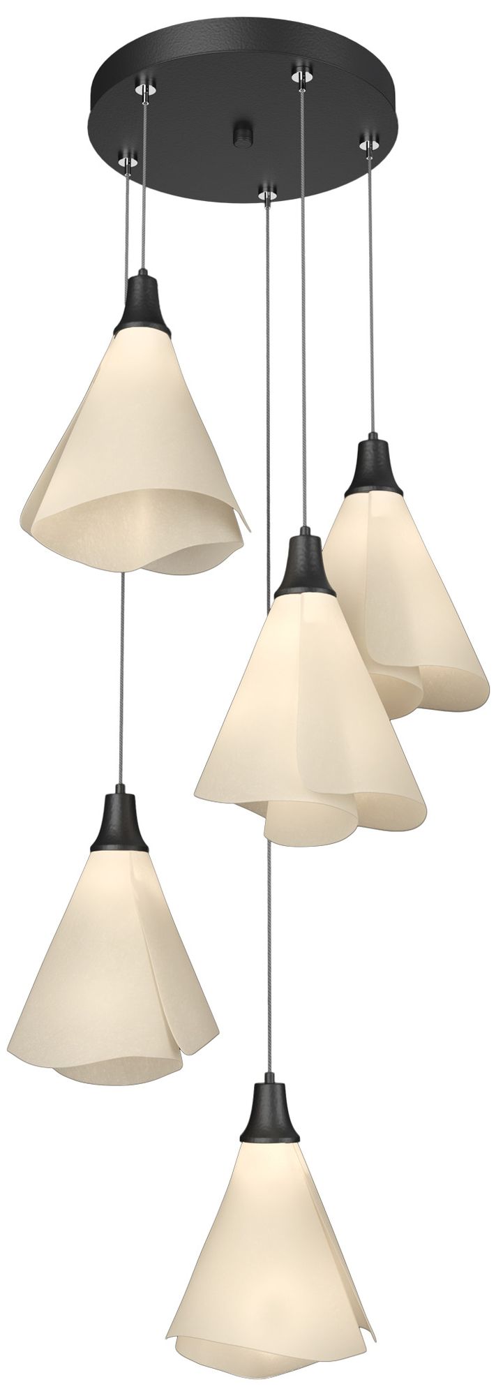 Mobius 17.3" Wide 5-Light Black Pendant With Spun Frost Shade Made to Order