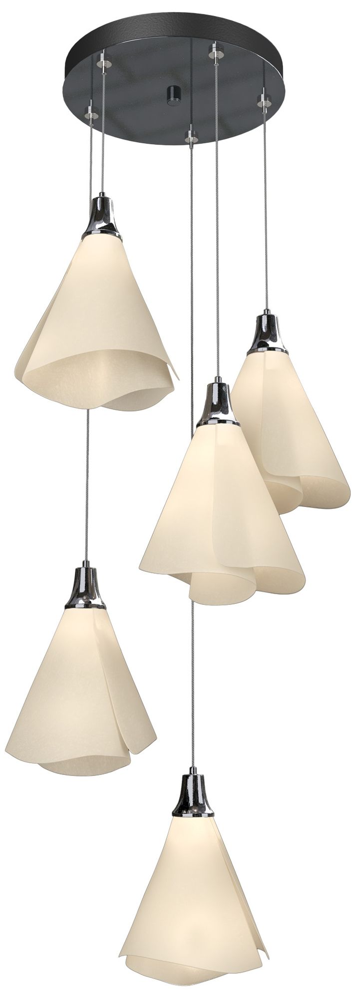 Mobius 17.3" Wide 5-Light Ink Pendant With Spun Frost Shade - Made to Order