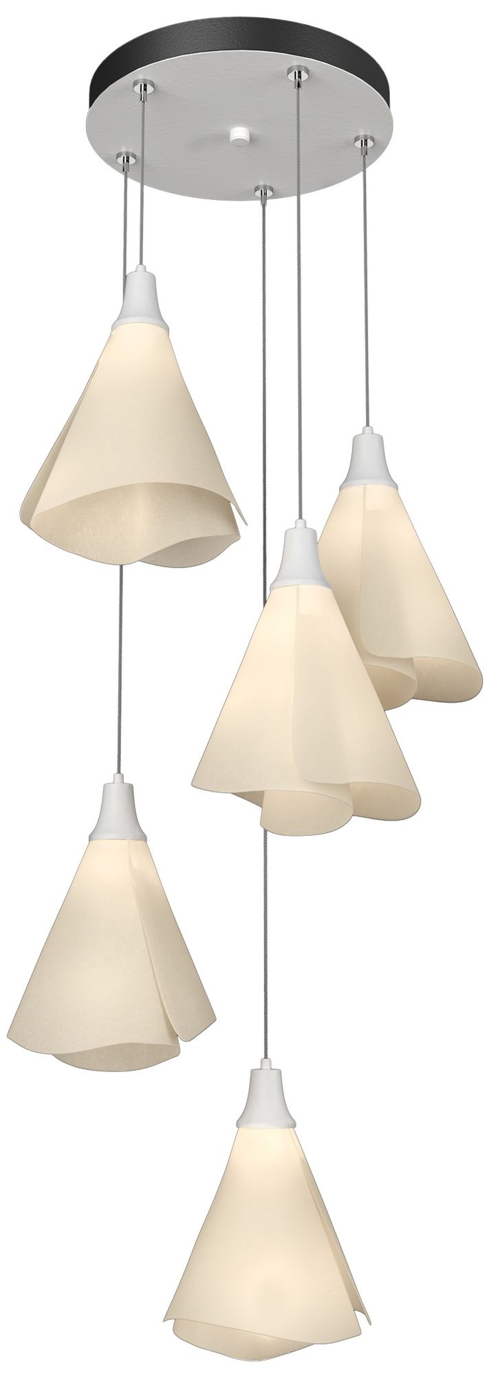 Mobius 17.3" Wide 5-Light White Pendant With Spun Frost Shade Made to Order