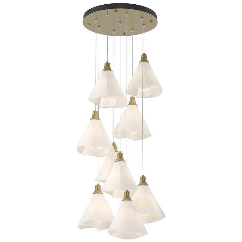 Image 1 Mobius 20.8"W 9-Light Round Brass Standard Pendant w/ Spun Frost Shade