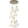 Mobius 20.8"W 9-Light Round Brass Standard Pendant w/ Spun Frost Shade