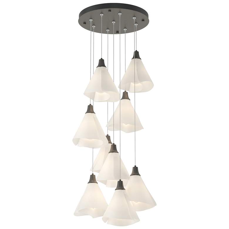 Image 1 Mobius 20.8"W 9-Light Round Iron Standard Pendant w/ Spun Frost Shade