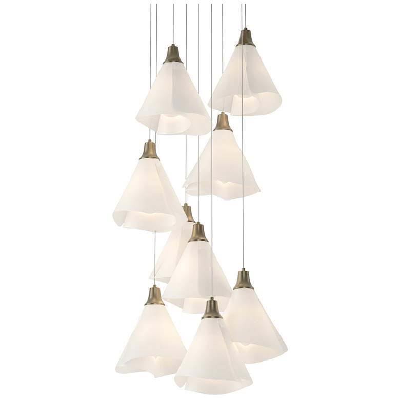 Image 1 Mobius 20.8"W 9-Light Round Soft Gold Long Pendant w/ Spun Frost Shade
