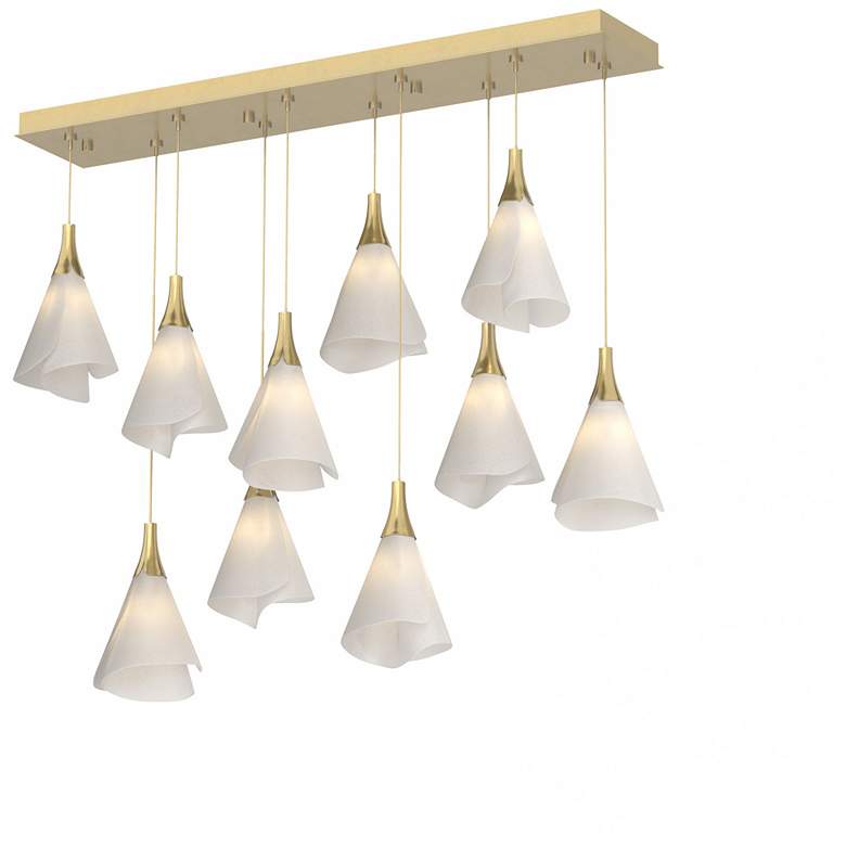 Image 1 Mobius 45.6" Rectangular Modern Brass Long Pendant with Spun Frost Sha