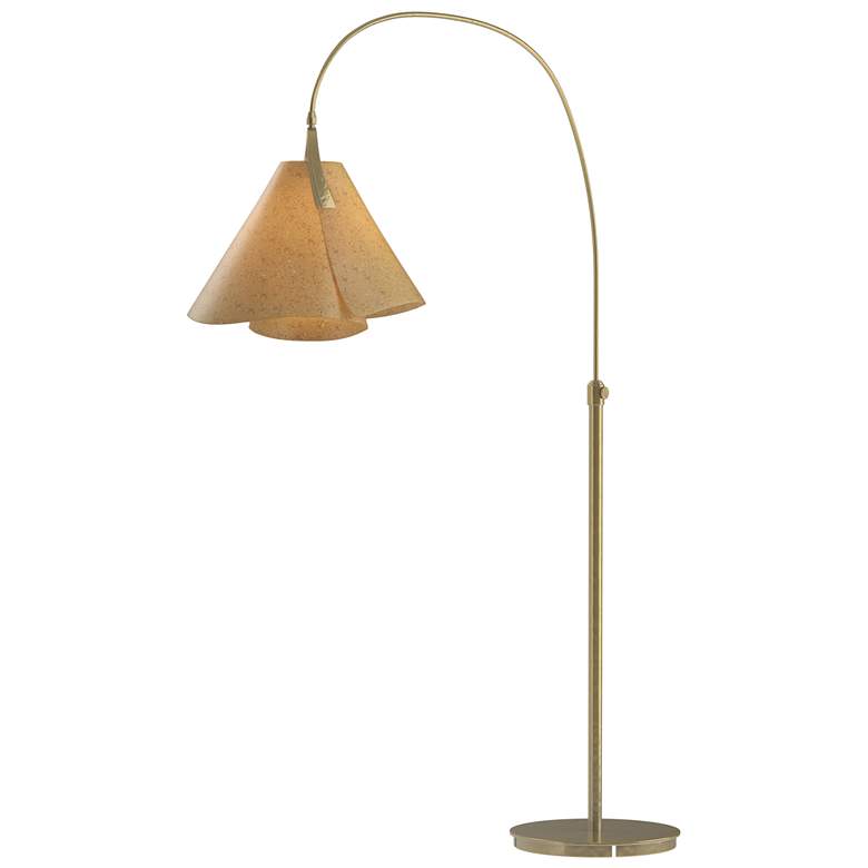 Image 1 Mobius 66.3" High Modern Brass Arc Floor Lamp With Cork Shade