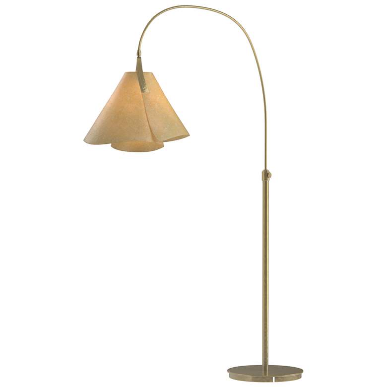 Image 1 Mobius 66.3" High Modern Brass Arc Floor Lamp With Spun Amber Shade