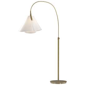 Image1 of Mobius 66.3" High Modern Brass Arc Floor Lamp With Spun Frost Shade
