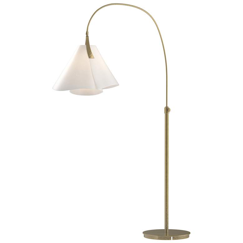 Image 1 Mobius 66.3" High Modern Brass Arc Floor Lamp With Spun Frost Shade