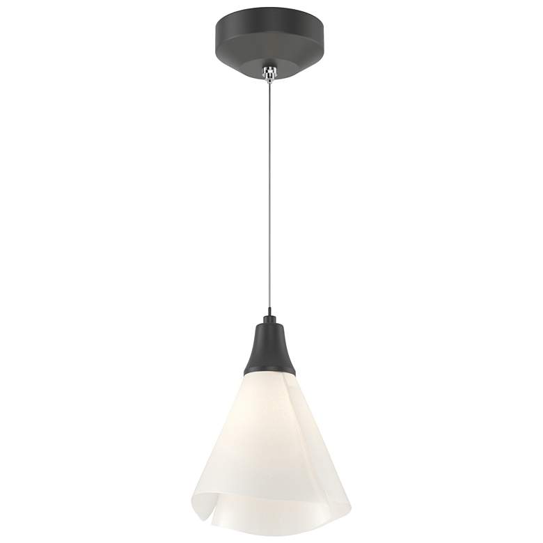 Image 1 Mobius 7.3"W Black Standard Mini-Pendant With Spun Frost Shade