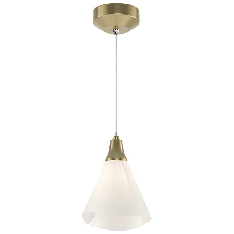Image 1 Mobius 7.3"W Modern Brass Standard Mini-Pendant w/ Spun Frost Shade