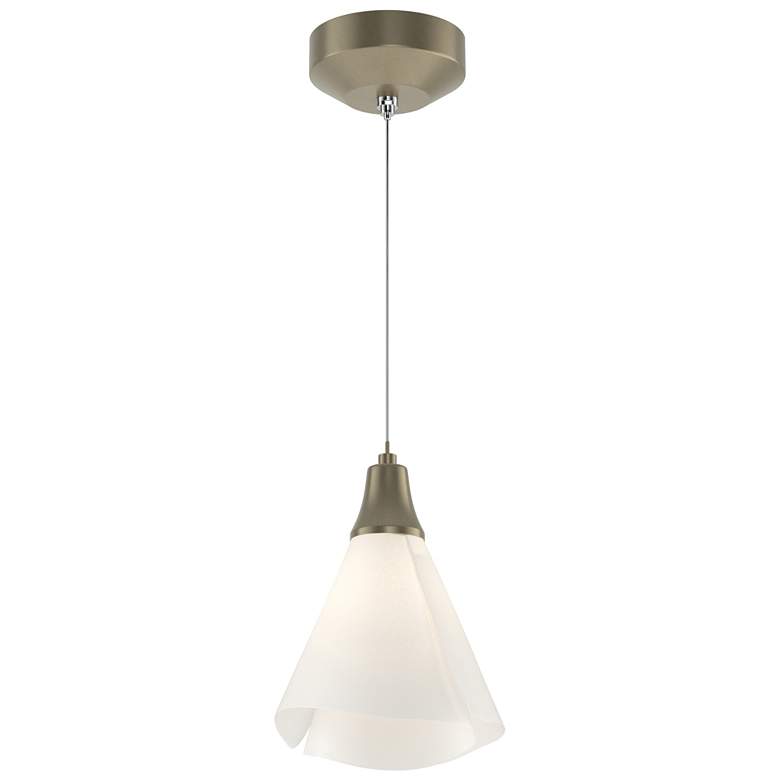 Image 1 Mobius 7.3"W Soft Gold Standard Mini-Pendant w/ Spun Frost Shade