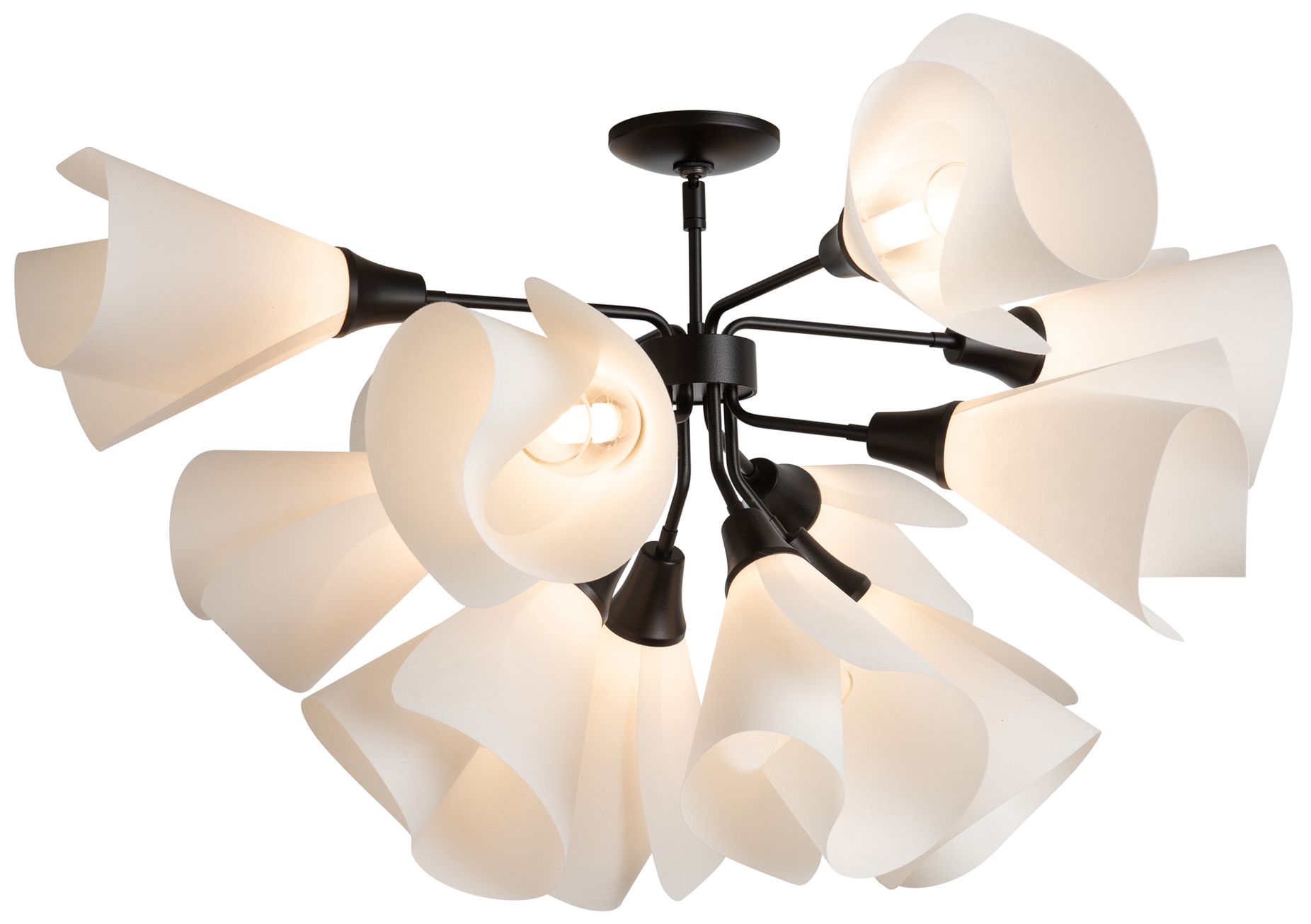 Mobius Black 12-Light Semi/Flush With Spun Frost Shade - Made to Order