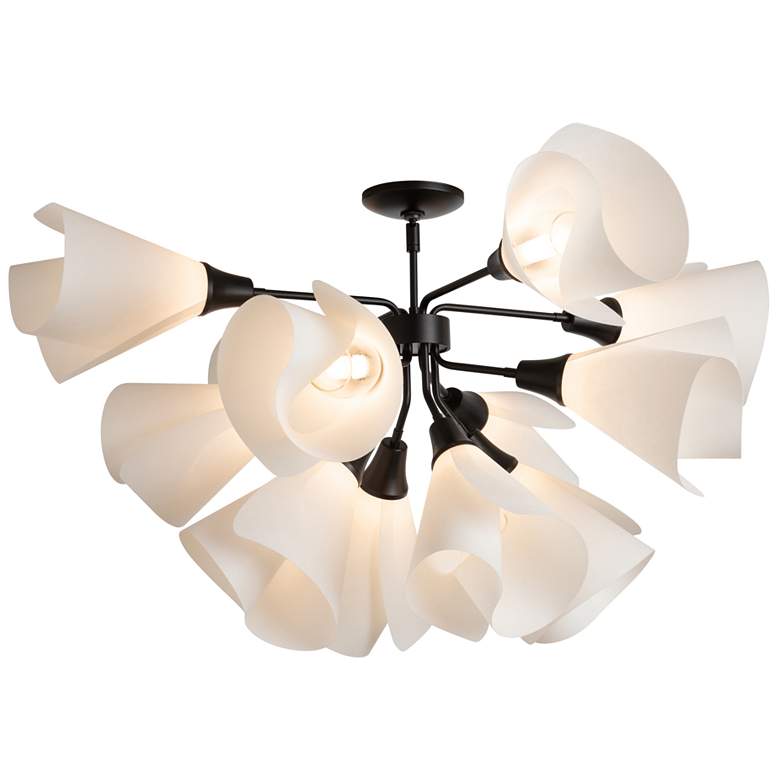 Image 1 Mobius Black 12-Light Semi/Flush With Spun Frost Shade