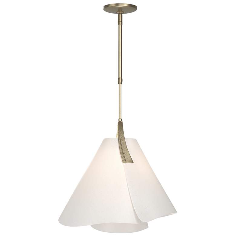 Image 1 Mobius Small Pendant - Gold Finish - Spun Frost Shade - Standard Height