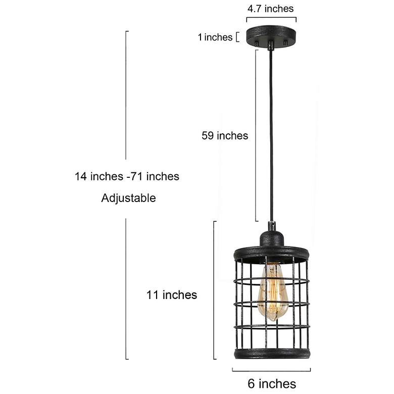 Image 7 Mocha 6" Wide Brushed Antique Black Mini Pendant more views