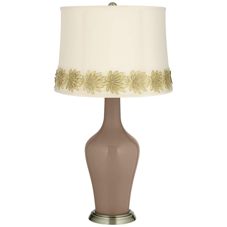 Image 1 Mocha Anya Table Lamp with Flower Applique Trim