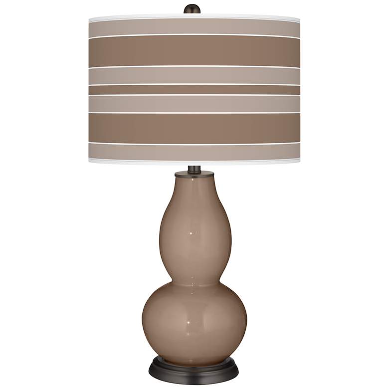 Image 1 Mocha Bold Stripe Double Gourd Table Lamp