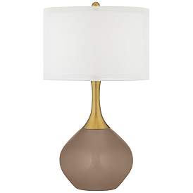 Image1 of Mocha Brown Nickki Brass Modern Table Lamp
