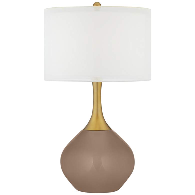Image 1 Mocha Brown Nickki Brass Modern Table Lamp