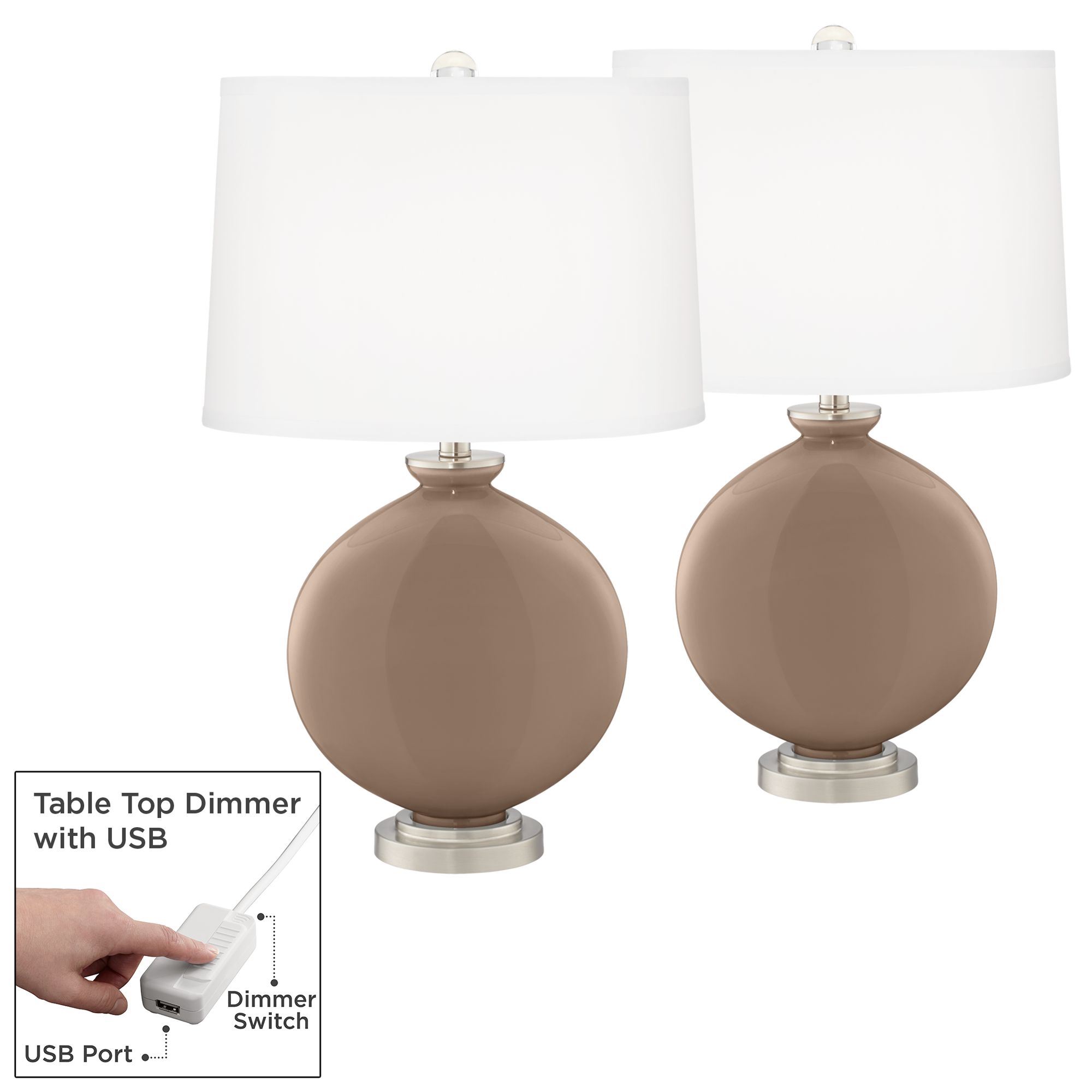 Image Mocha Carrie Table Lamp Set of 2 with Dimmers
