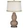 Mocha Double Gourd Table Lamp with Rhinestone Lace Trim