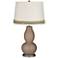 Mocha Double Gourd Table Lamp with Scallop Lace Trim