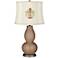 Mocha Embroidered Crest Shade Double Gourd Table Lamp