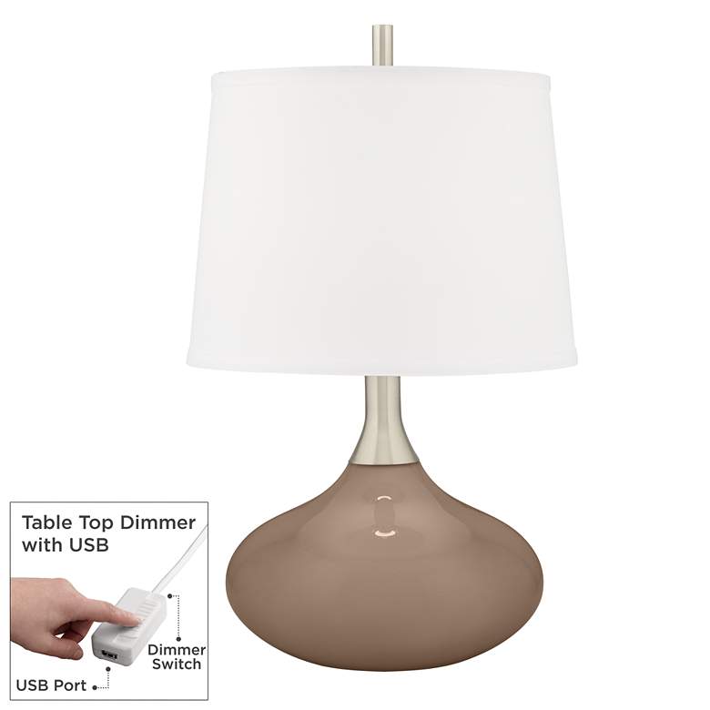 Image 1 Mocha Felix Modern Table Lamp with Table Top Dimmer