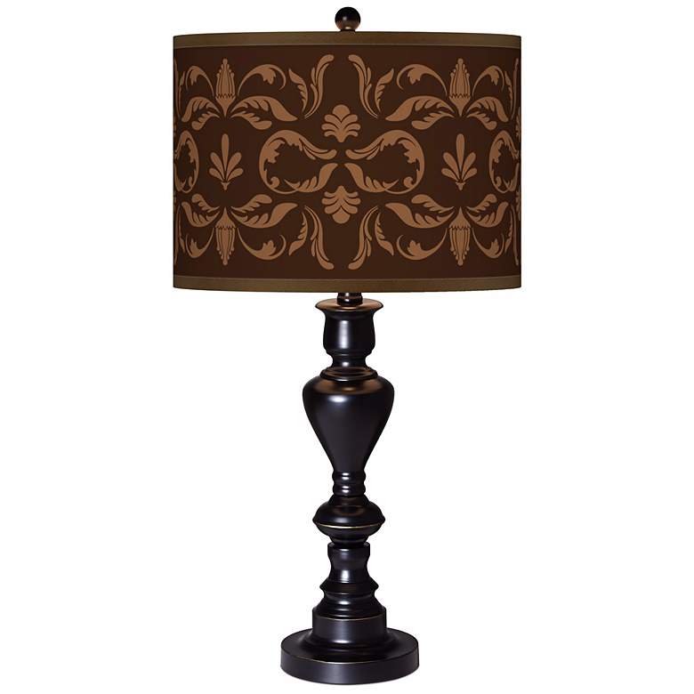 Image 1 Mocha Flourish Giclee Glow Black Bronze Table Lamp