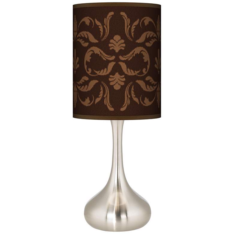 Image 1 Mocha Flourish Linen Giclee Droplet Table Lamp