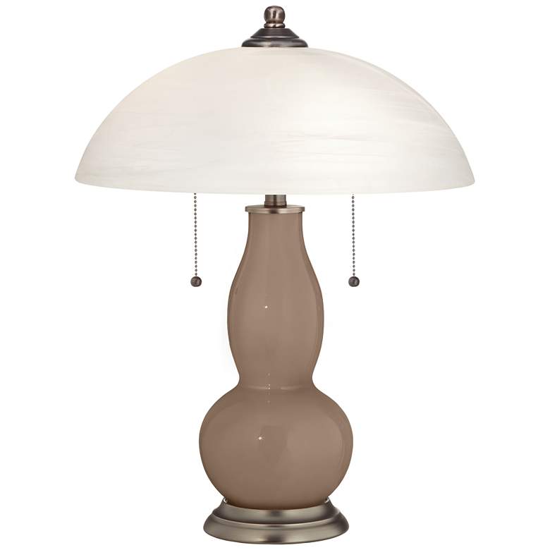 Image 1 Mocha Gourd-Shaped Table Lamp with Alabaster Shade