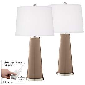 Image1 of Mocha Leo Table Lamp Set of 2 with Dimmers