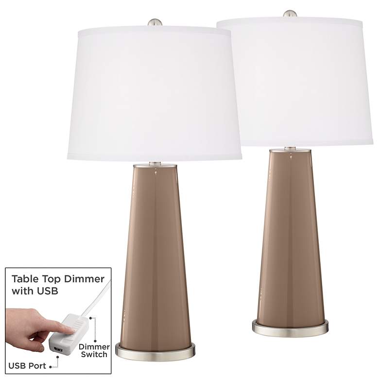 Image 1 Mocha Leo Table Lamp Set of 2 with Dimmers