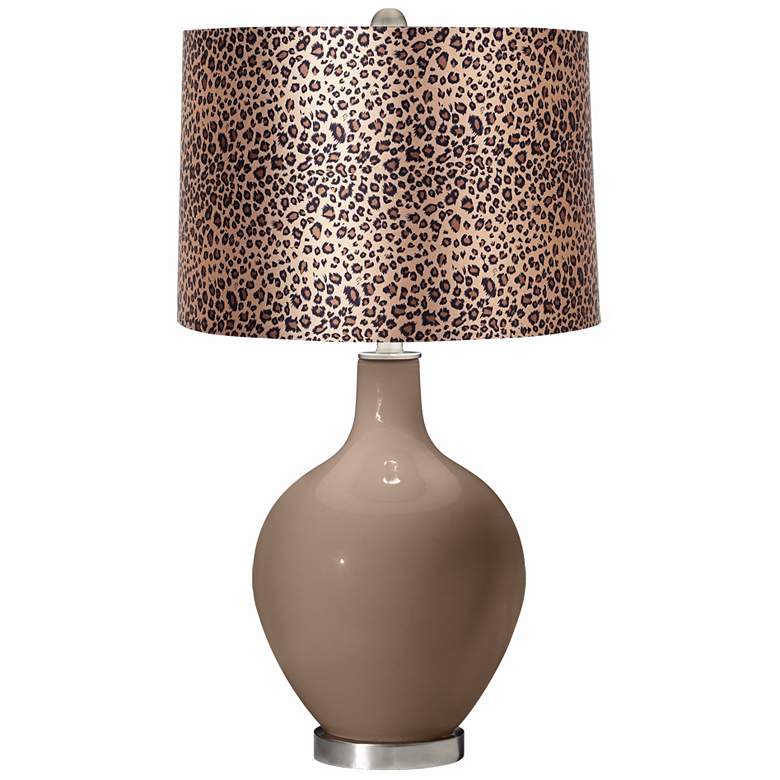 Image 1 Mocha Leopard Print Ovo Table Lamp