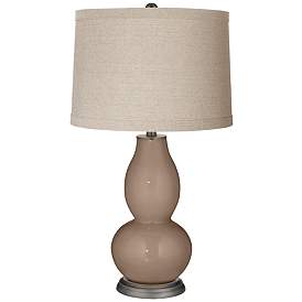 Image1 of Mocha Linen Drum Shade Double Gourd Table Lamp