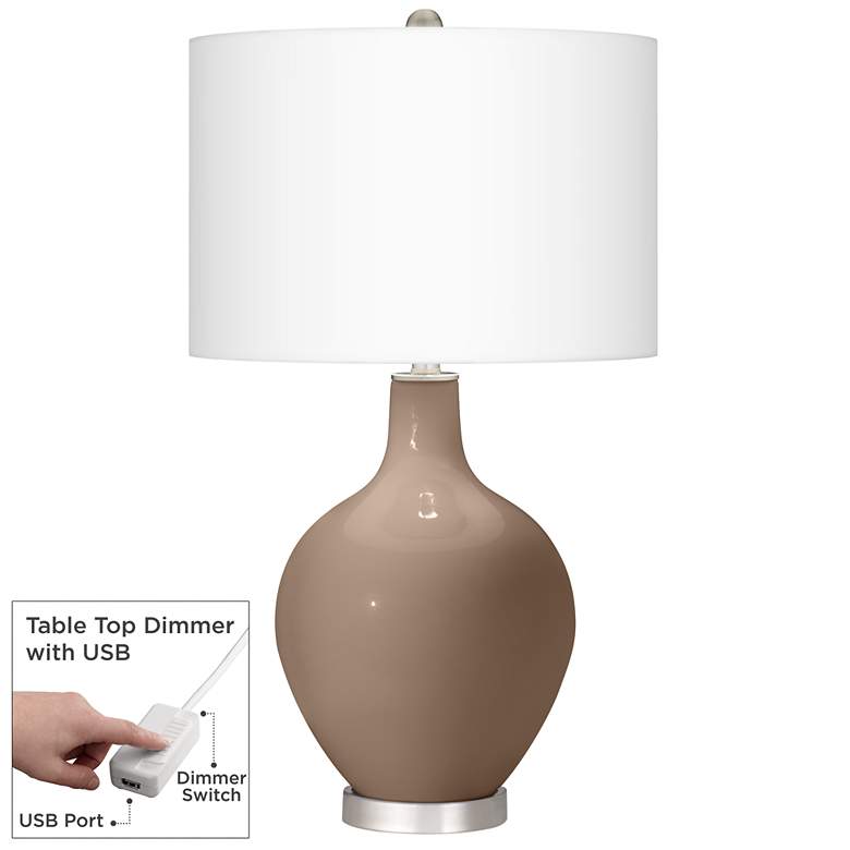 Image 1 Mocha Ovo Table Lamp With Dimmer