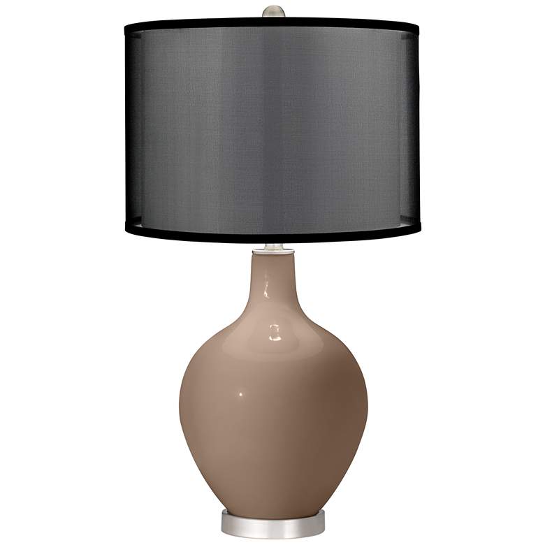Image 1 Mocha Ovo Table Lamp with Organza Black Shade