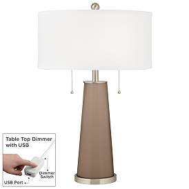 Image1 of Mocha Peggy Glass Table Lamp With Dimmer