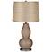 Mocha Textured Linen Gold Shade Double Gourd Table Lamp