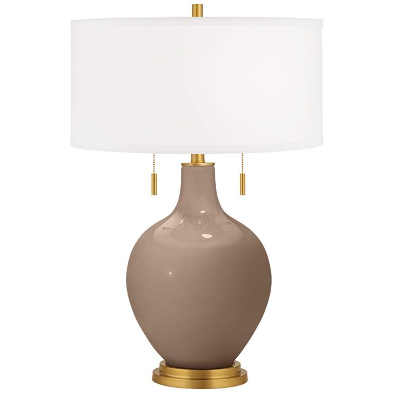 Image 2 Mocha Toby Brass Accents Table Lamp with Dimmer